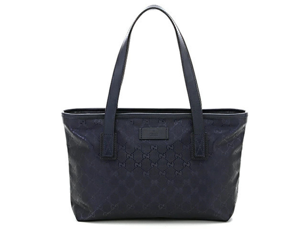 Gucci Implement Tote Bag GG Canvas Calfskin Navy Blue Purple